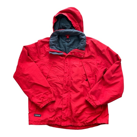 Lands' End Men’s Red Hooded Jacket - Picture 1 of 7
